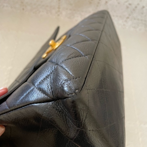 RARE Caviar Chanel Jumbo XL CC Single Flap Vintage Caviar - Picture 10 of 17